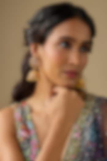 Gold Finish Red Stone Temple Filigree Jhumka Earrings by Studio6 Jewels at Pernia's Pop Up Shop