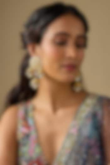 Gold Finish Kundan Polki & Pearl Jhumka Earrings by Studio6 Jewels at Pernia's Pop Up Shop