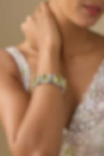 White Finish Yellow Crystal & Zircon Bracelet by Studio6 Jewels at Pernia's Pop Up Shop