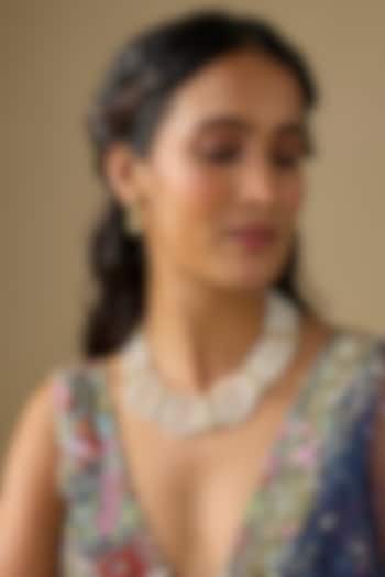 White Finish Kundan Polki & Pearl Choker Necklace Set by Studio6 Jewels at Pernia's Pop Up Shop