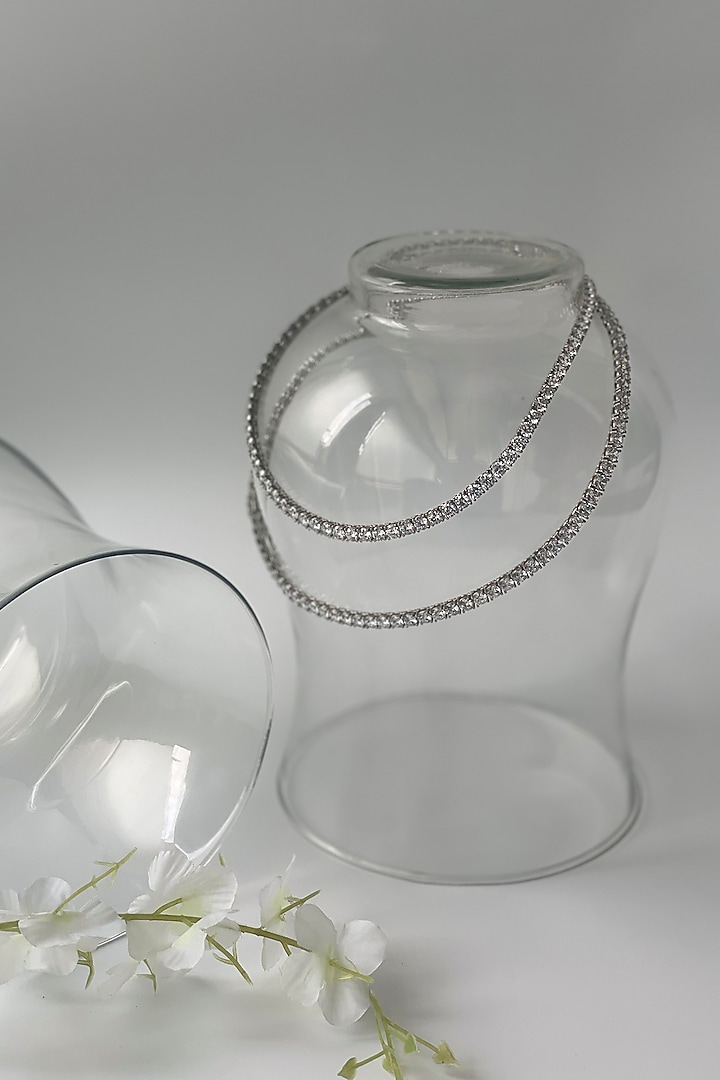 White Finish Zircon Long Necklace by Studio6 Jewels at Pernia's Pop Up Shop