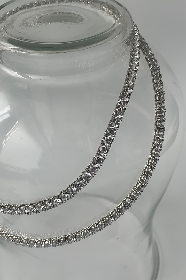 White Finish Zircon Long Necklace by Studio6 Jewels at Pernia's Pop Up Shop
