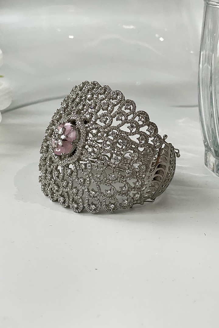 White Finish Zircon & Blush Pink Bracelet by Studio6 Jewels at Pernia's Pop Up Shop