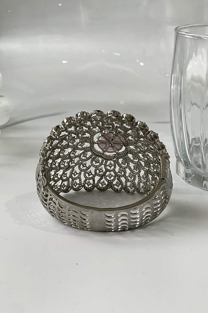 White Finish Zircon & Blush Pink Bracelet by Studio6 Jewels at Pernia's Pop Up Shop