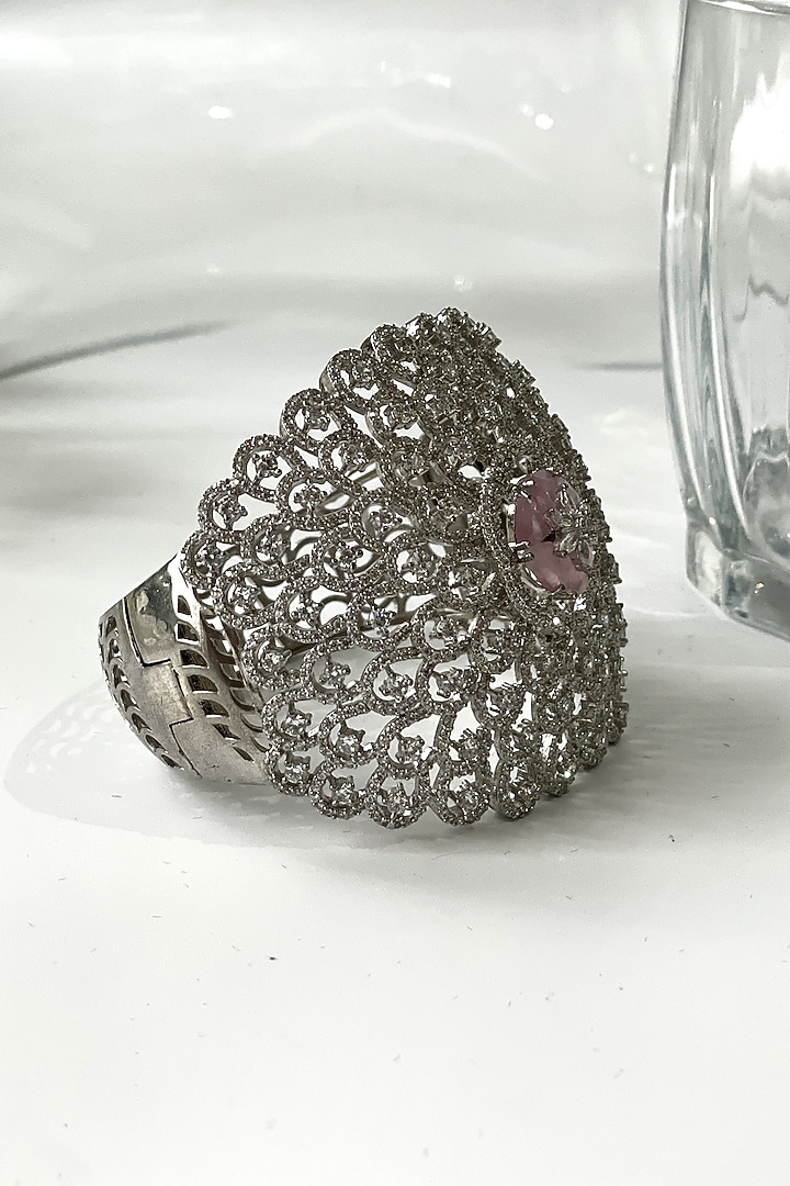 White Finish Zircon & Blush Pink Bracelet by Studio6 Jewels at Pernia's Pop Up Shop