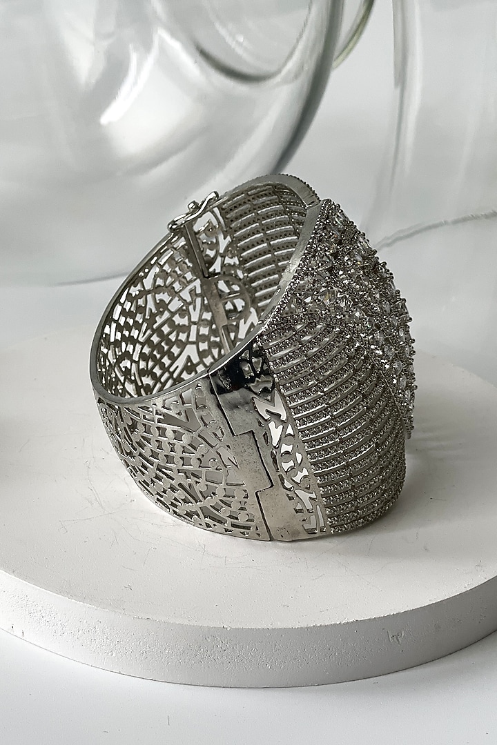 White Finish Zircon Openable Bracelet by Studio6 Jewels at Pernia's Pop Up Shop