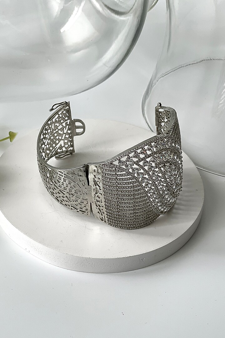 White Finish Zircon Openable Bracelet by Studio6 Jewels at Pernia's Pop Up Shop