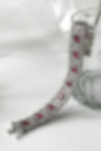 White Finish Zircon & Pink Stone Bracelet by Studio6 Jewels at Pernia's Pop Up Shop