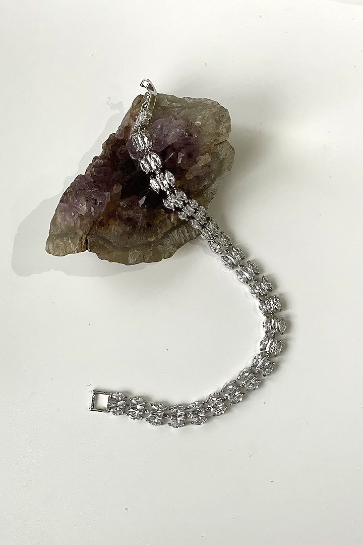White Finish Zircon & Semi-Precious Bracelet by Studio6 Jewels at Pernia's Pop Up Shop