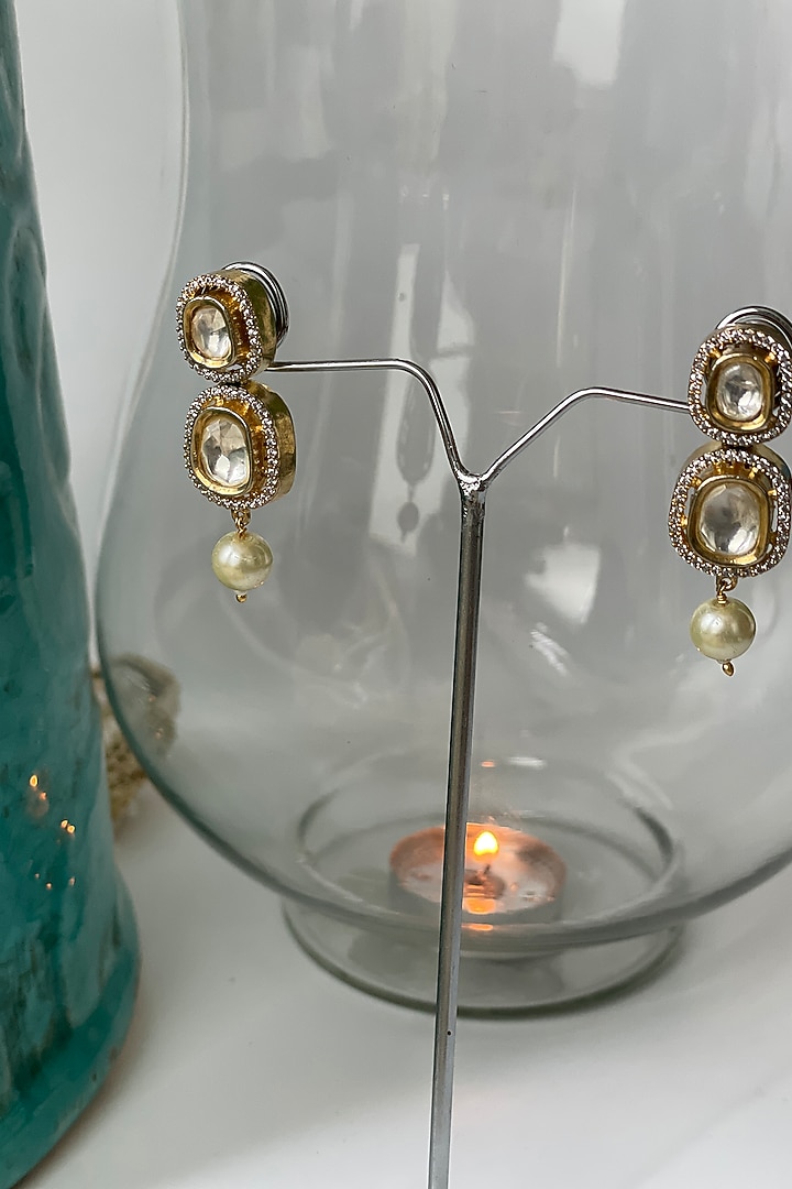 Gold Finish Kundan Polki Choker Necklace Set by Studio6 Jewels at Pernia's Pop Up Shop