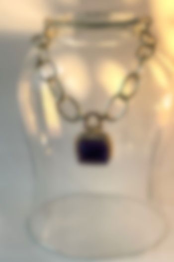 Gold Finish Emerald Synthetic Stone Doublet Long Necklace by Studio6 Jewels at Pernia's Pop Up Shop