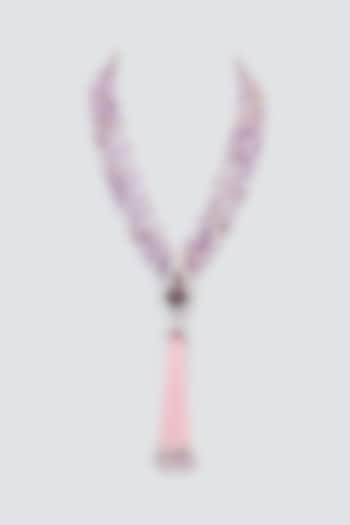 Purple Long Peacock Pendant Quartz Necklace by Studio6 Jewels