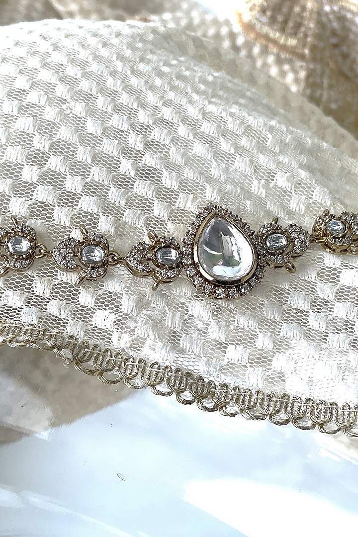 Gold Finish Kundan Polki Mathapatti by Studio6 Jewels at Pernia's Pop Up Shop