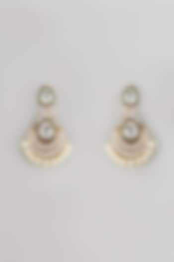 Gold Finish Kundan Polki Meenakari Dangler Earrings by Studio6 Jewels