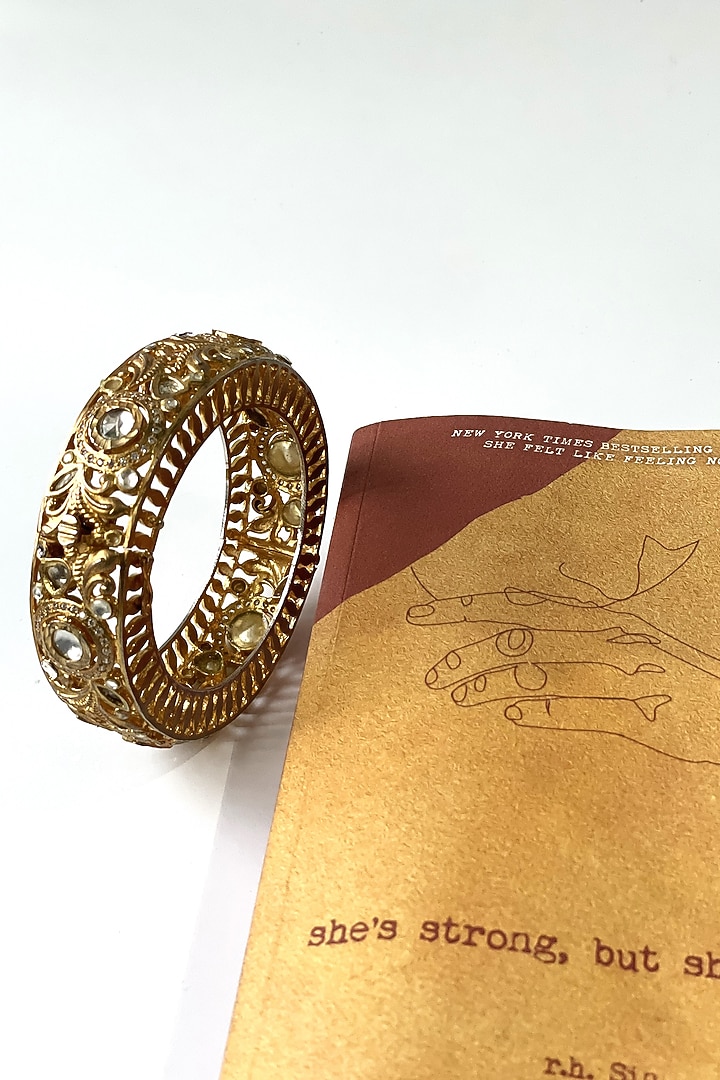 Gold Finish Temple Filigree Bangle by Studio6 Jewels at Pernia's Pop Up Shop