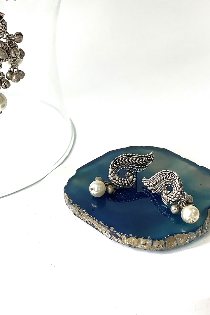 Black Rhodium Finish Oxidised Turquoise Stone Long Necklace Set by Studio6 Jewels at Pernia's Pop Up Shop