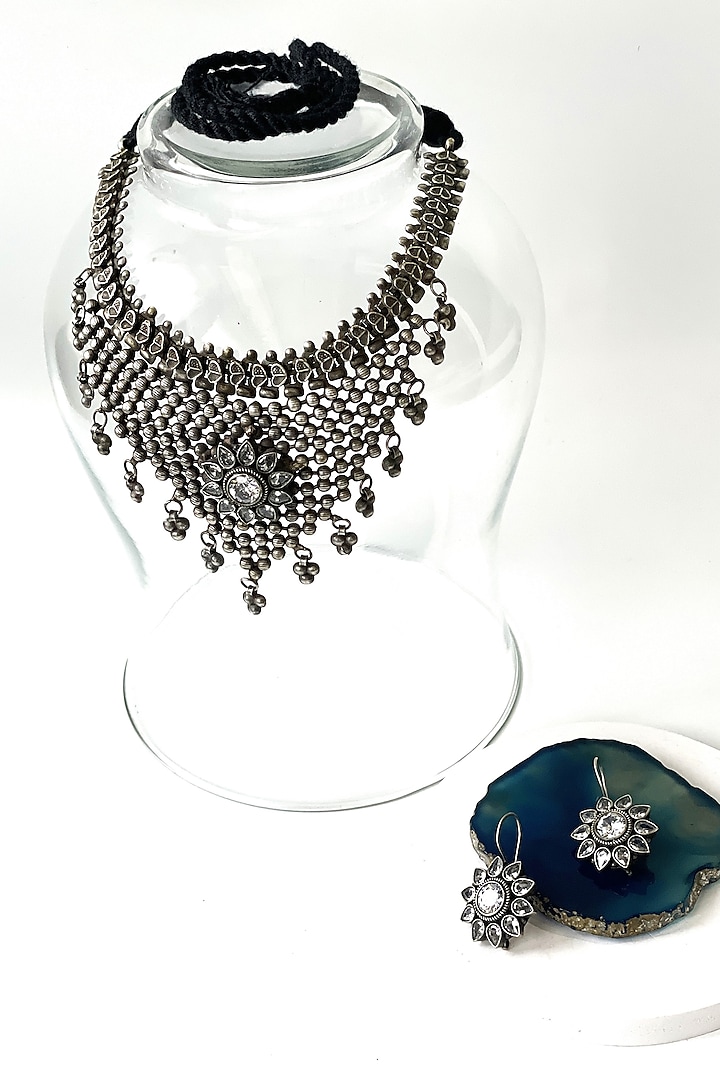 Black Rhodium Finish Oxidised Necklace Set by Studio6 Jewels