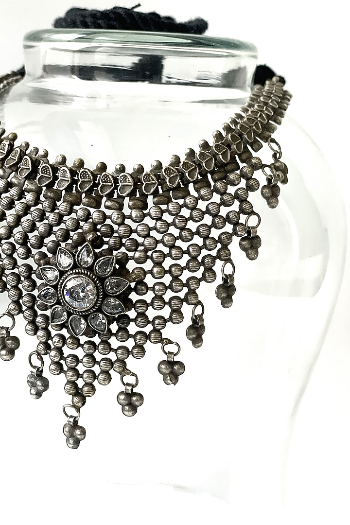 Black Rhodium Finish Oxidised Necklace Set by Studio6 Jewels at Pernia's Pop Up Shop
