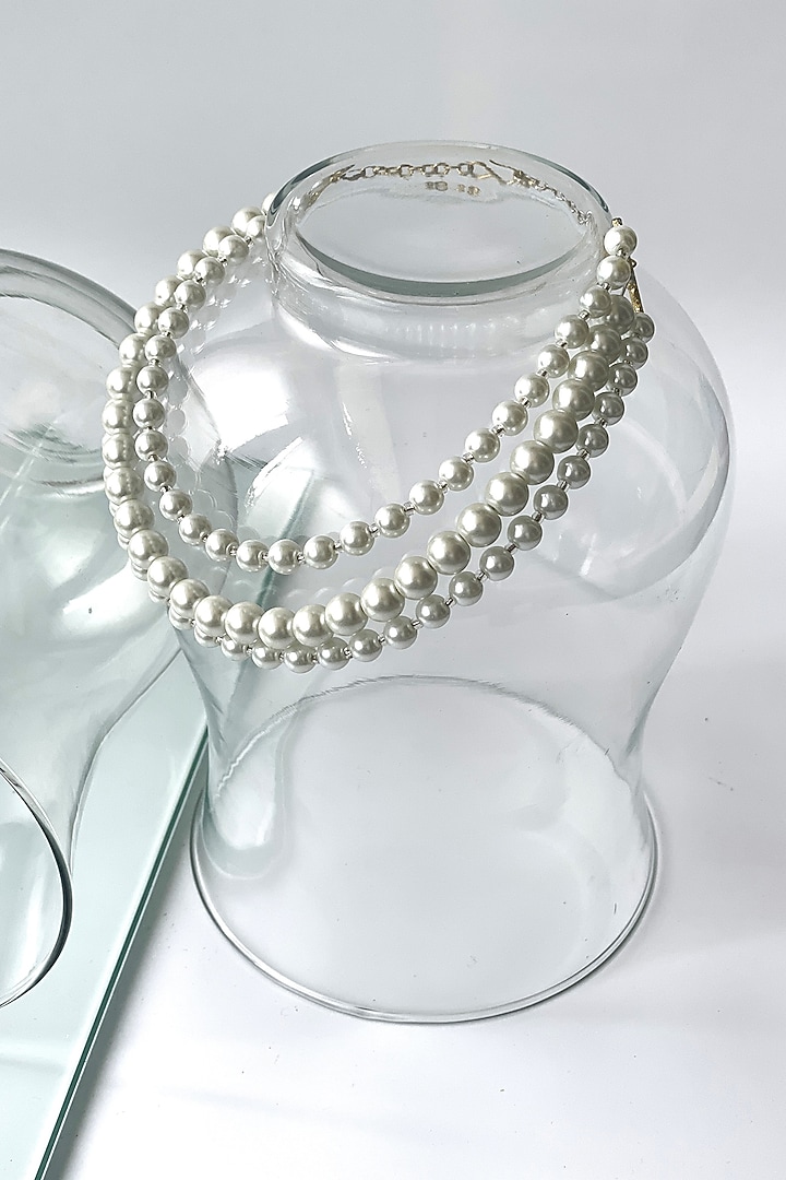 White Finish Pearl Layered Necklace by Studio6 Jewels at Pernia's Pop Up Shop