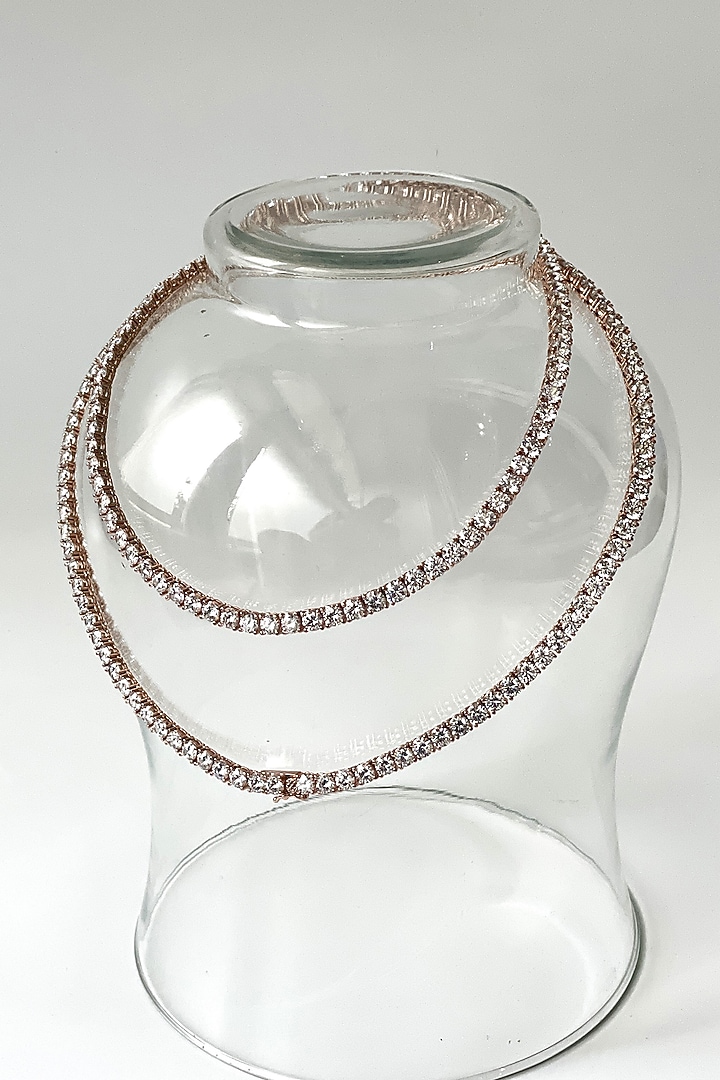 Rose Gold Finish Zircon Layered Necklace by Studio6 Jewels at Pernia's Pop Up Shop
