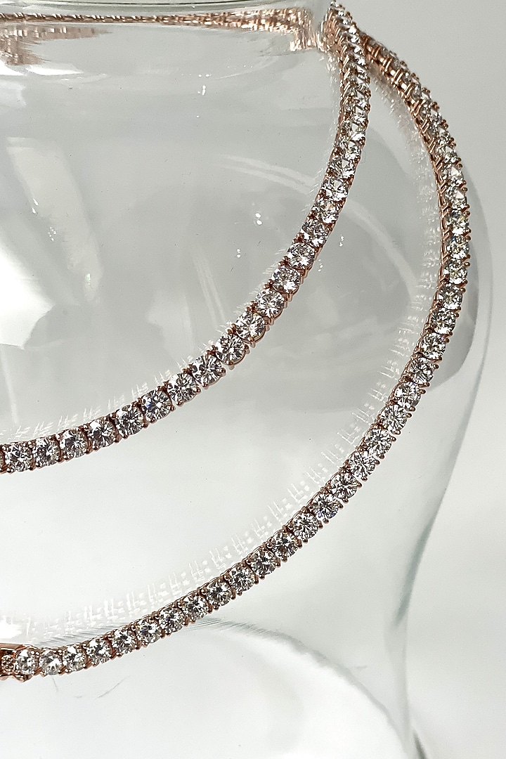 Rose Gold Finish Zircon Layered Necklace by Studio6 Jewels at Pernia's Pop Up Shop
