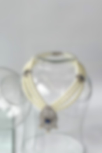 White Finish Pearl & Zircon Long Necklace by Studio6 Jewels at Pernia's Pop Up Shop