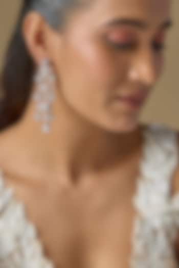 White Finish Zircon Dangler Earrings by Studio6 Jewels at Pernia's Pop Up Shop