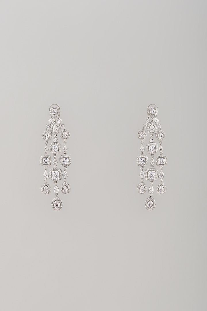 White Finish Zircon Dangler Earrings by Studio6 Jewels at Pernia's Pop Up Shop