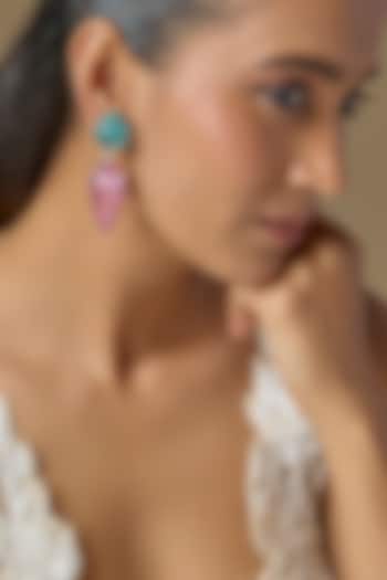 Two Tone Finish Blue & Lavender Stone Dangler Earrings by Studio6 Jewels at Pernia's Pop Up Shop