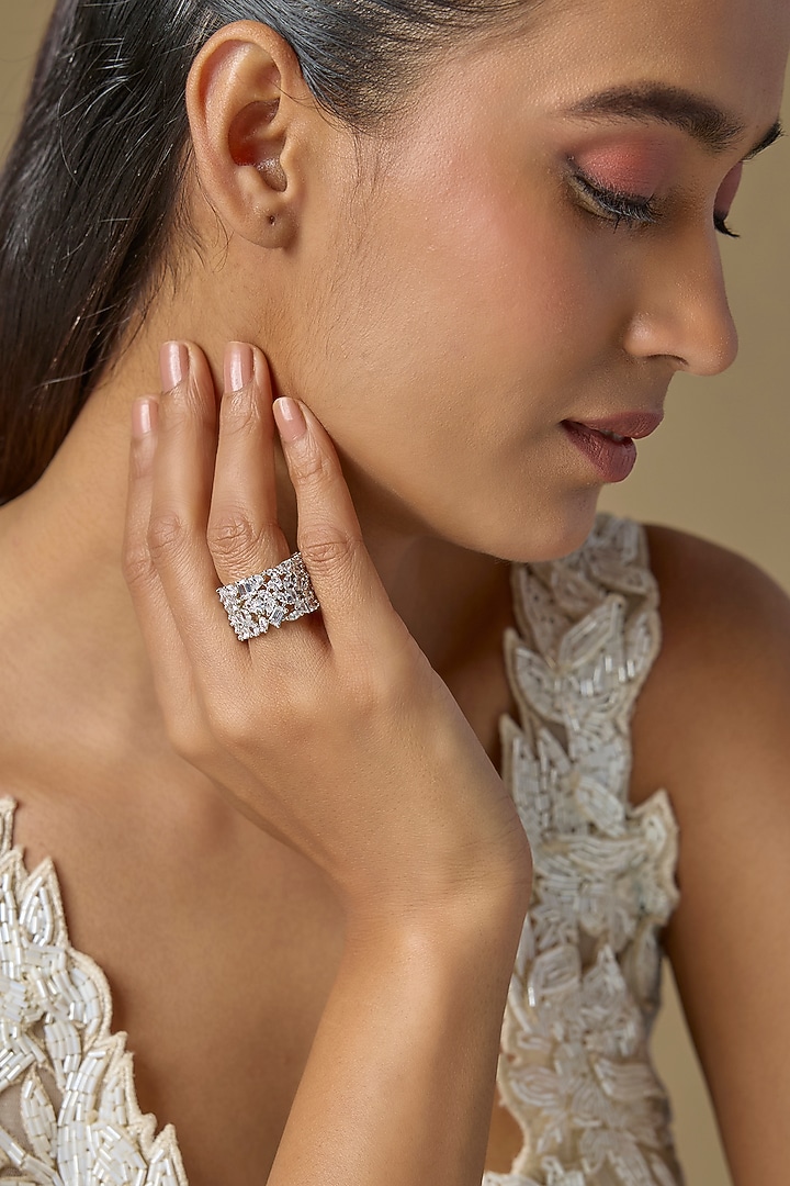 White Finish Zircon Band Ring by Studio6 Jewels at Pernia's Pop Up Shop