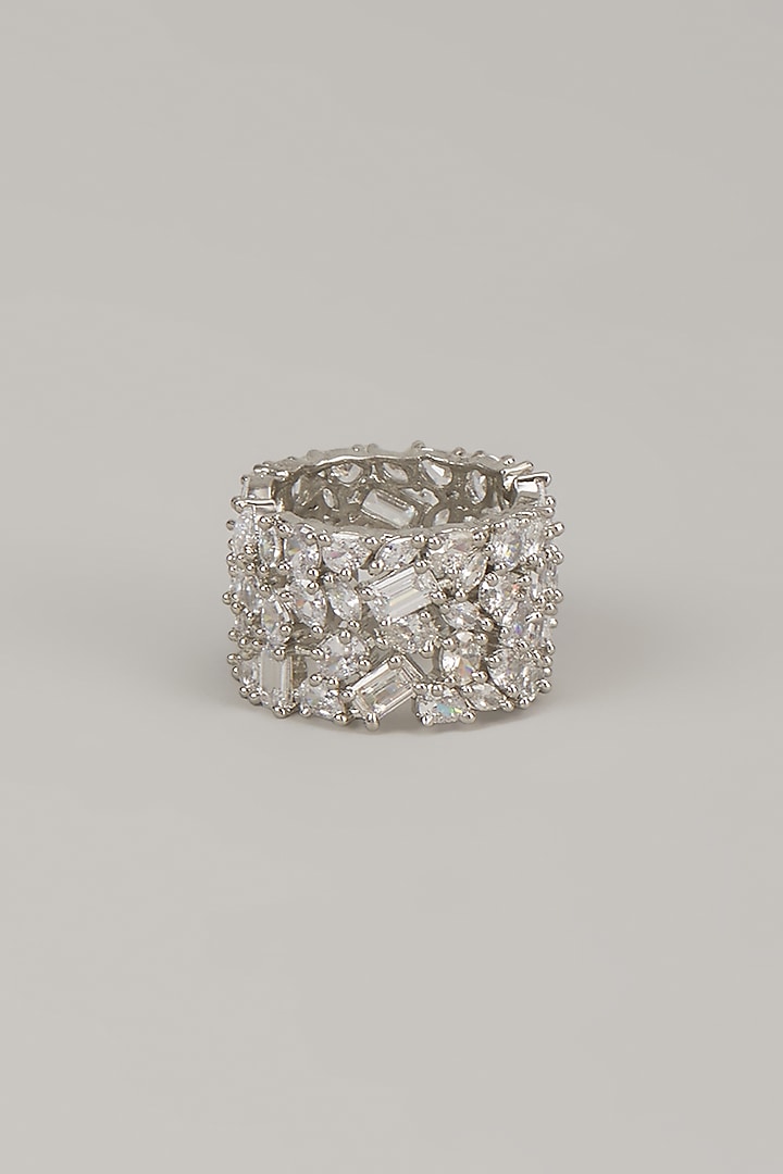 White Finish Zircon Band Ring by Studio6 Jewels at Pernia's Pop Up Shop