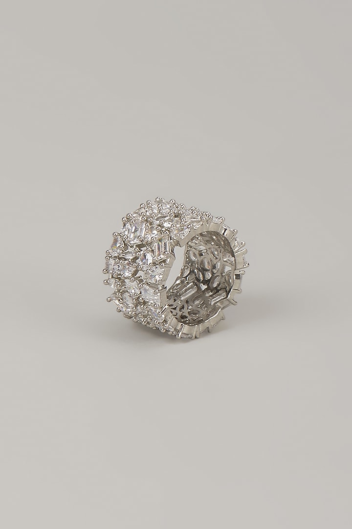 White Finish Zircon Band Ring by Studio6 Jewels at Pernia's Pop Up Shop