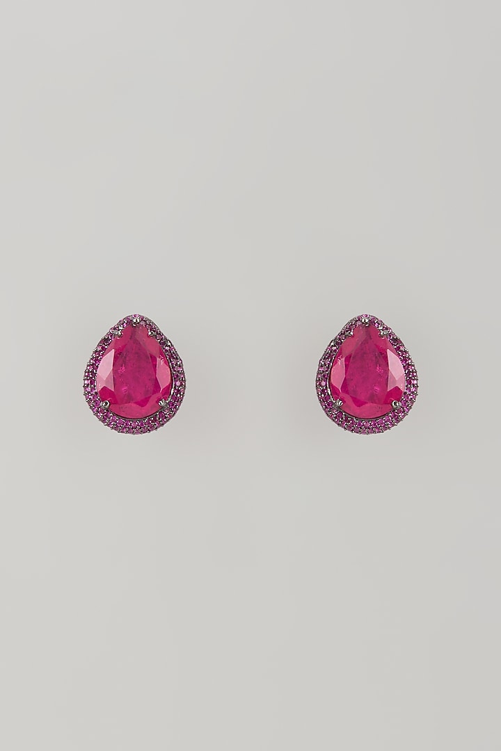 Black Rhodium Finish Pink Crystal & Zircon Stud Earrings by Studio6 Jewels at Pernia's Pop Up Shop