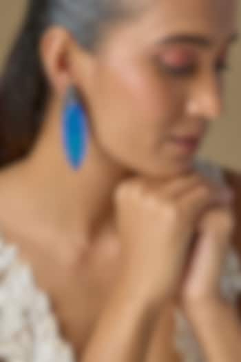 Black Rhodium Finish Royal Blue Crystal & Zircon Dangler Earrings by Studio6 Jewels at Pernia's Pop Up Shop