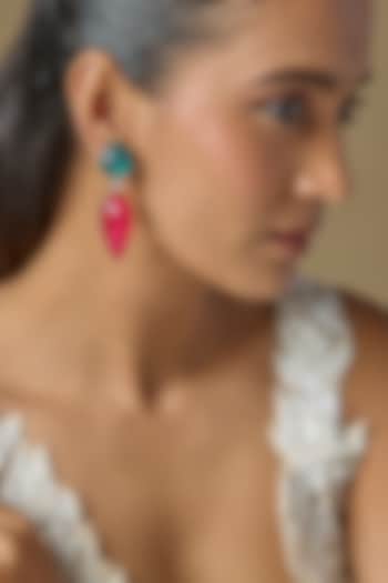 Two Tone Finish Blue & Pink Stone Dangler Earrings by Studio6 Jewels at Pernia's Pop Up Shop