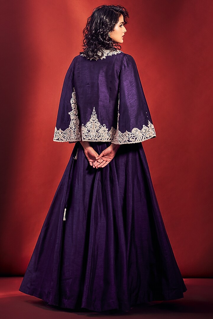 Purple Embroidered Jacket Bridal Lehenga Set by Stotram at Pernia's Pop Up Shop