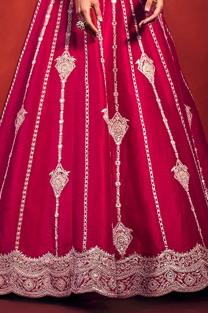Fuchsia Pink Embroidered Bridal Lehenga Set by Stotram at Pernia's Pop Up Shop