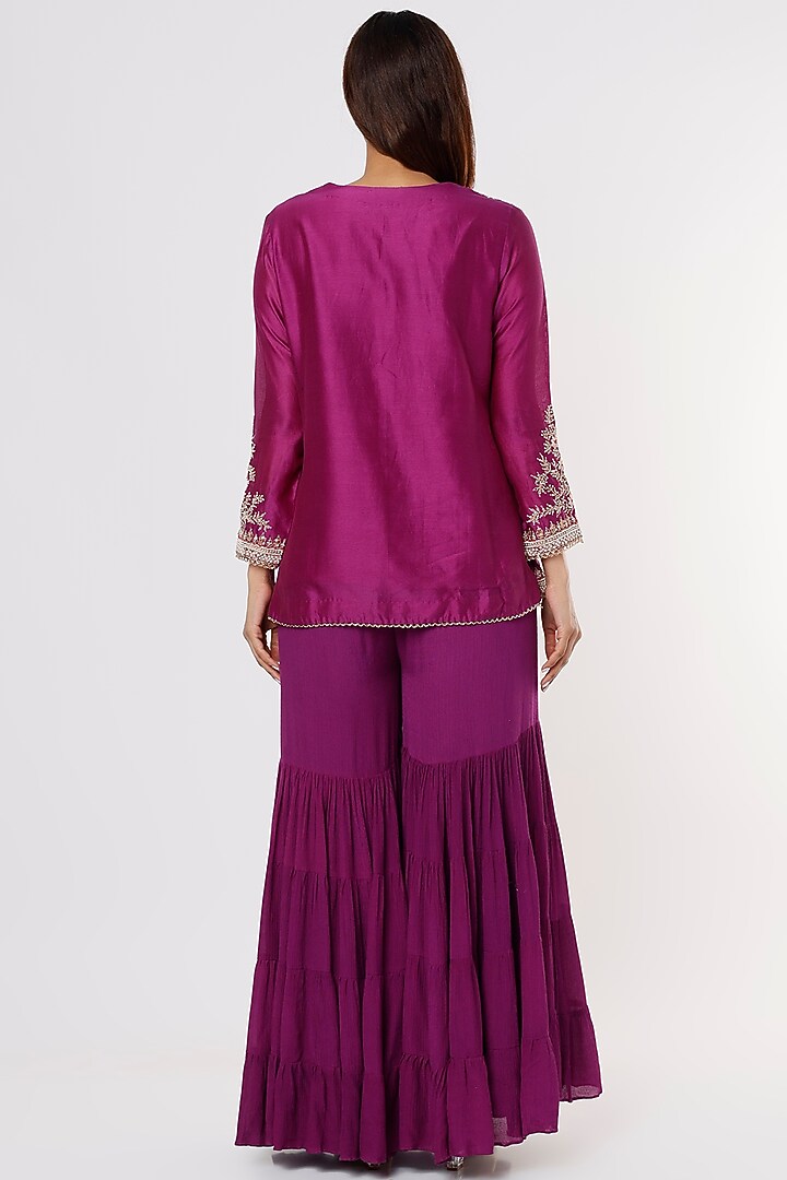 Purple Chiffon Wedding Sharara Set by Stotram at Pernia's Pop Up Shop