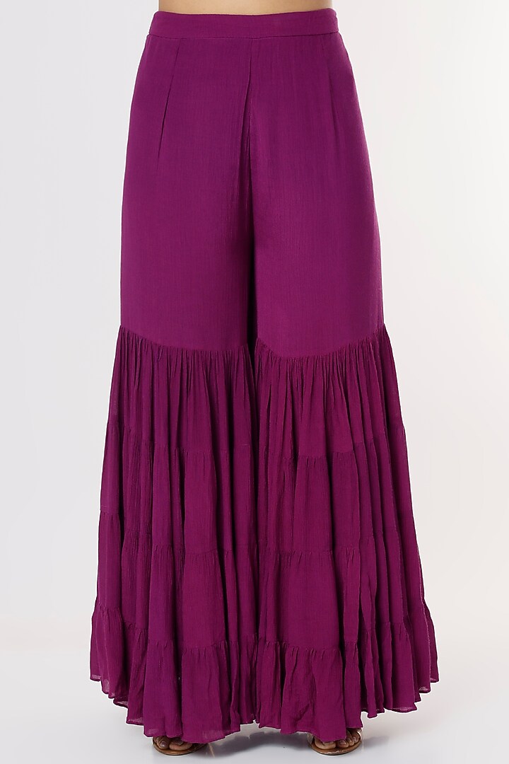 Purple Chiffon Wedding Sharara Set by Stotram at Pernia's Pop Up Shop