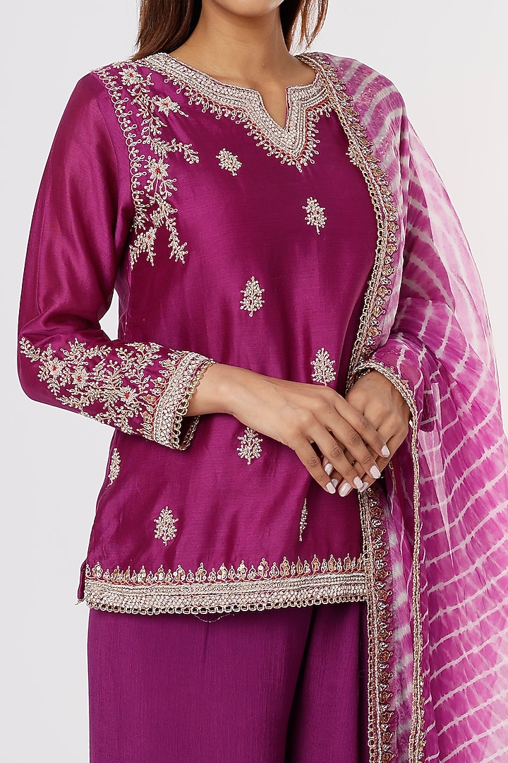 Purple Chiffon Wedding Sharara Set by Stotram at Pernia's Pop Up Shop