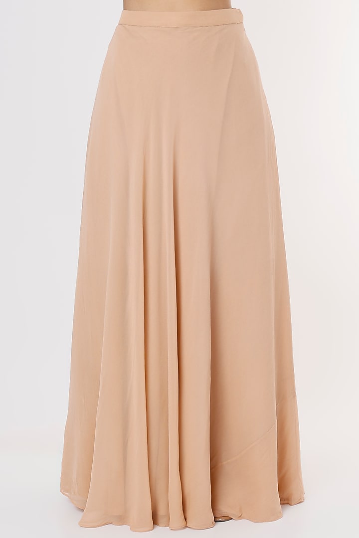 Peach Organza Embellished Cape Set by Stotram at Pernia's Pop Up Shop