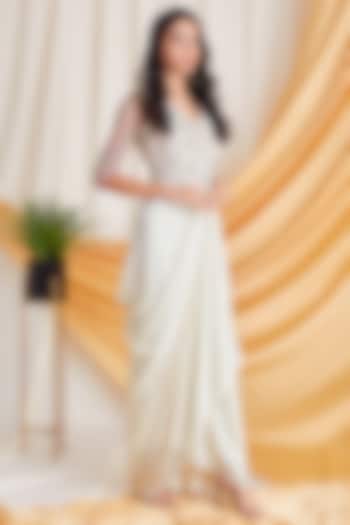 Cream Sequins Embroidered Cocktail Dress by Stotram at Pernia's Pop Up Shop