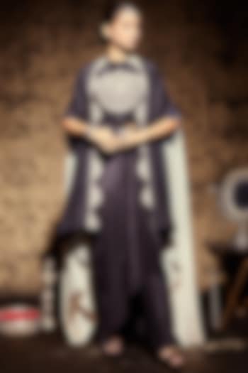 Black Silk Ombre Cowl Skirt Set by Stotram at Pernia's Pop Up Shop