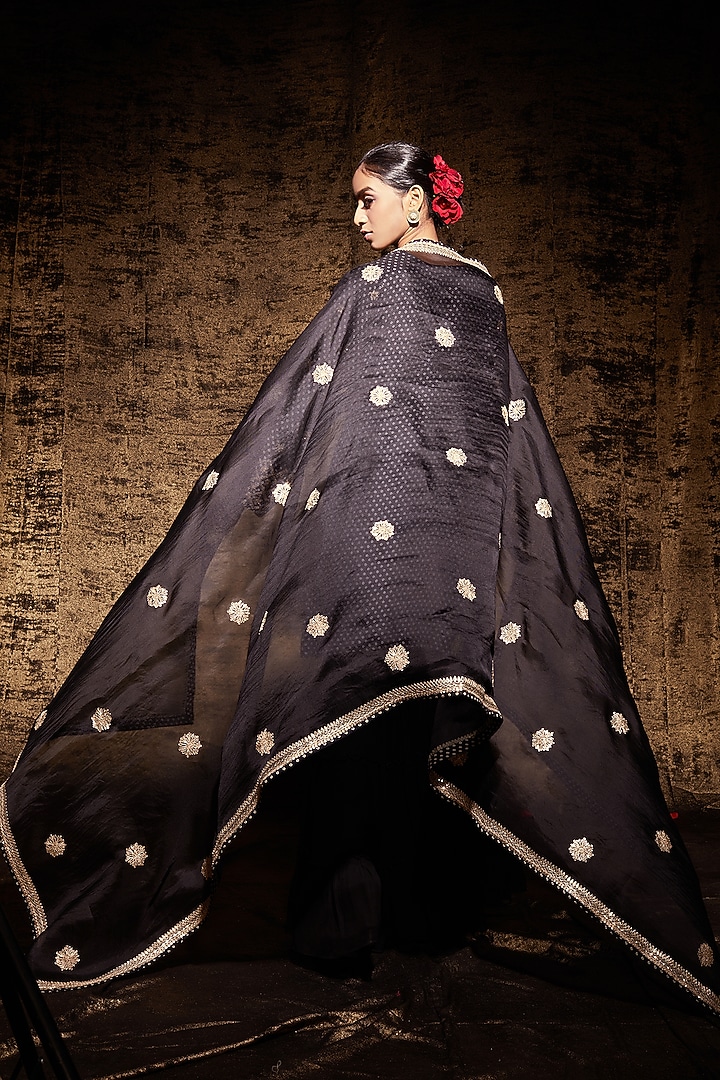 Black Hand Embroidered Wedding Sharara Set by Stotram at Pernia's Pop Up Shop