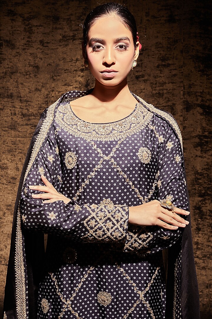 Black Hand Embroidered Wedding Sharara Set by Stotram at Pernia's Pop Up Shop