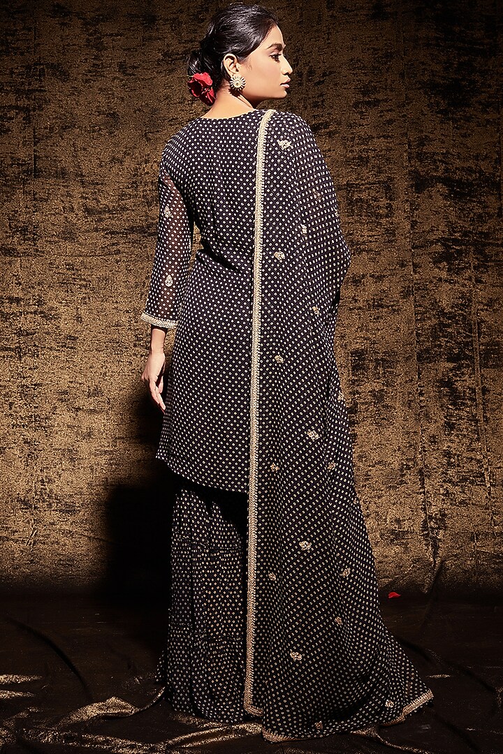 Black Sequins Embroidered Wedding Sharara Set by Stotram at Pernia's Pop Up Shop
