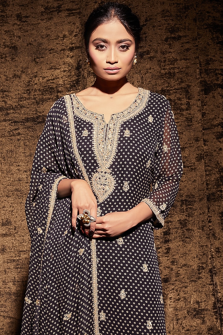 Black Sequins Embroidered Wedding Sharara Set by Stotram at Pernia's Pop Up Shop