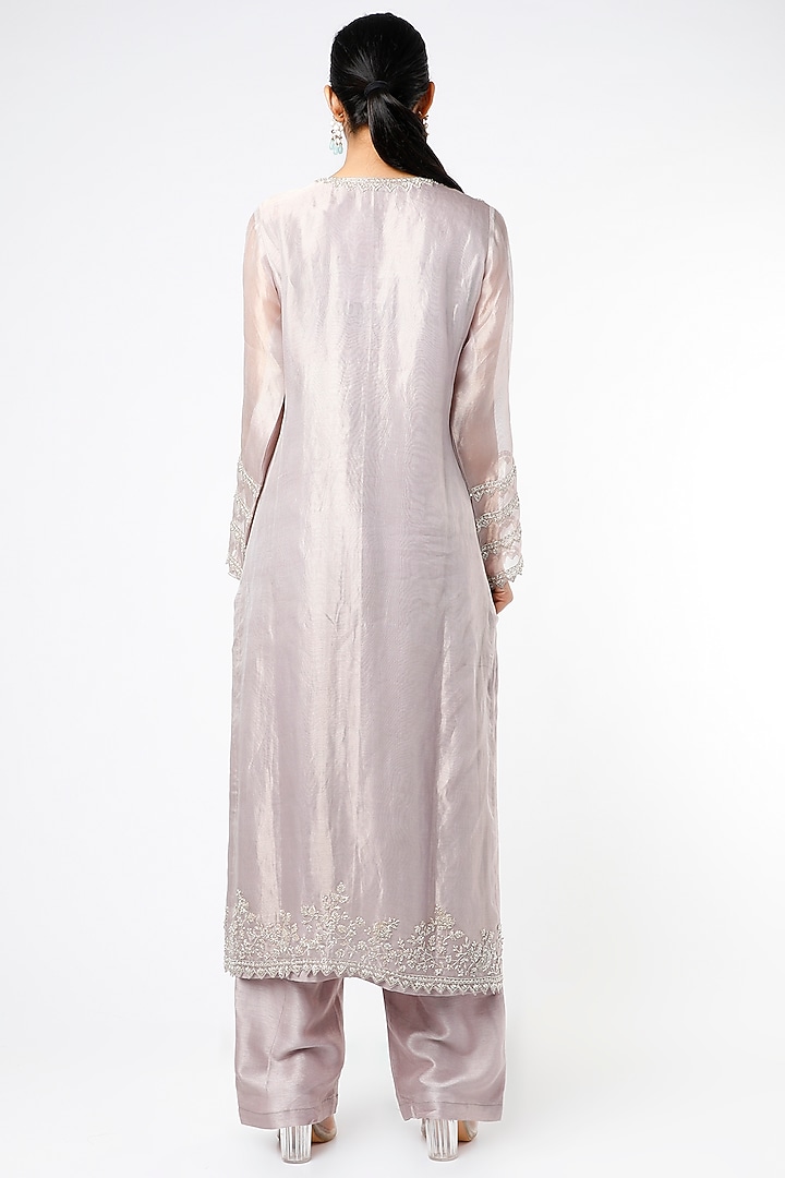 Blush Pink Hand Embroidered Kurta Set by Stotram at Pernia's Pop Up Shop