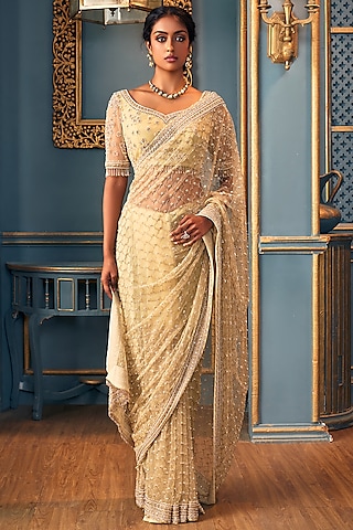 Light Green Embellished Saree Set by Stotram