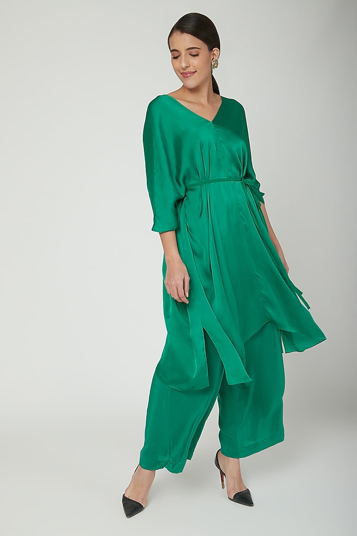 Emerald Green Tunic With Trousers & Belt by Stephany